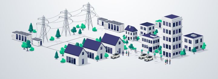 An illustration of how vehicle-to-grid technology works