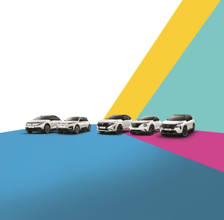 Image de la gamme VP de Nissan avec en fond de l’identité visuelle de la campagne « Les Phénoménales »