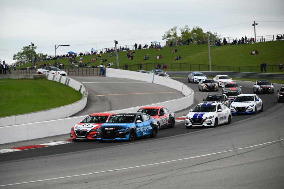 All 2024 Nissan Sentra race cars battling on the Canadian Tire Motorsports Park circuit at the beginning of this season