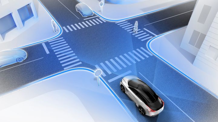 A rendering of some of the possible sensor technology on the Nissan IMx KURO concept