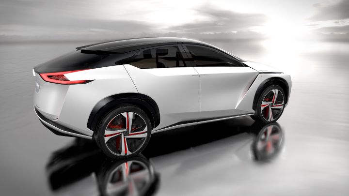 Rendering of the Nissan IMx Concept parked on a reflective surface