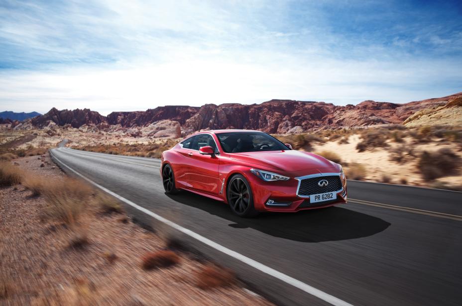2017 INFINITI Q60 riding across the mountains
