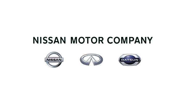 An image of three logos, Nissan (left), INFINITI (middle) and Datsun (right)