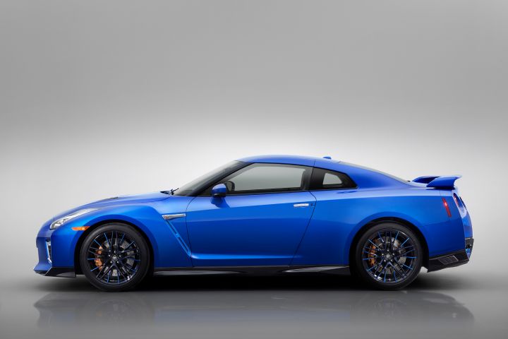 Drivers side profile view of the Nissan GT‑R 50th Anniversary Edition