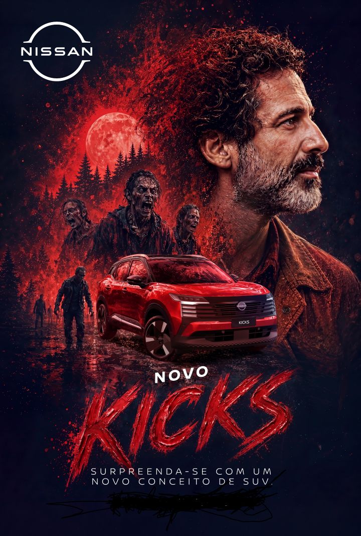 Poster do filme da campanha nova do Nissan Kicks sobre uma invasão zumbi