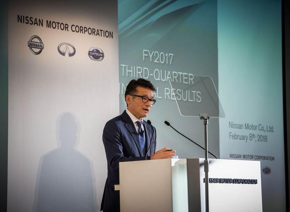 A Nissan representative reports nine-month results for fiscal year 2017