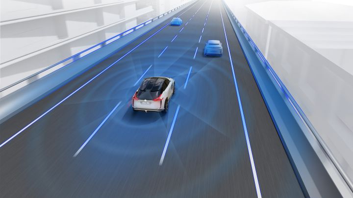 An image of the lane/vehicle detection system in the Nissan IMx Concept