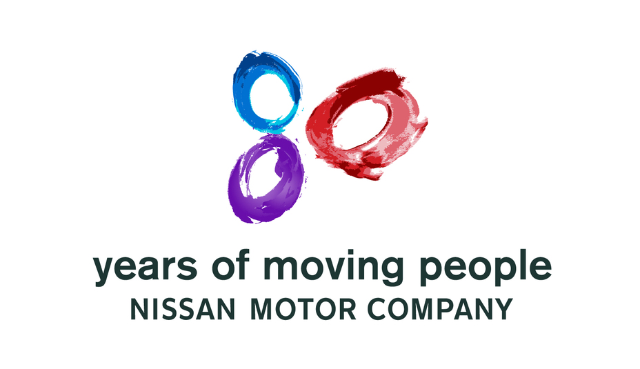 Logo Nissan Motor Company 80 ans à faire bouger les gens