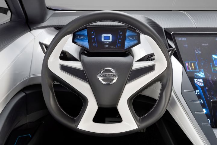 a Nissan steering wheel