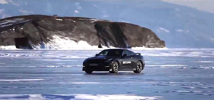 Nissan GT‑R on ice