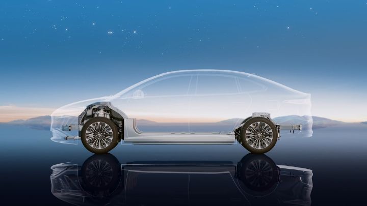 The chassis of the all-new Dongfeng Nissan N7 sedan