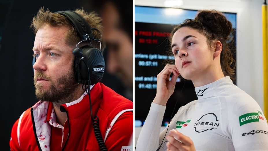 Landscape image showing Sam Bird wearing headphones on the left and Abbi Pulling preparing for a session on the right.