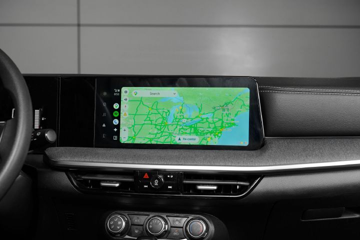 Close up of the dashboard display, featuring a map, inside the 2026 Nissan Kicks.