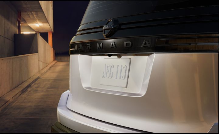 Close up of the trunk on the 2027 Nissan Armada Dark Armor.