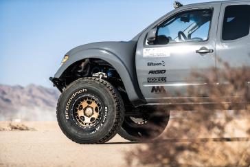 Under the hands of the experienced extreme performance specialists at MA Motorsports in Glen Arm, Md., working in tandem with the Nissan Motorsports team, this Frontier Desert Runner resembles the factory version in name only – going from weekend adventurer to near full-blown race truck.