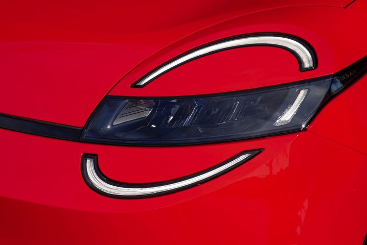 Close up of Nissan MICRA headlight and LED signature