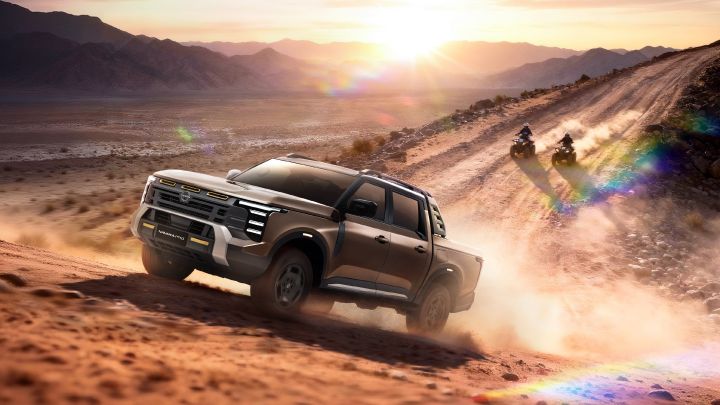All-New Nissan Navara PRO climbing dusty mountain road