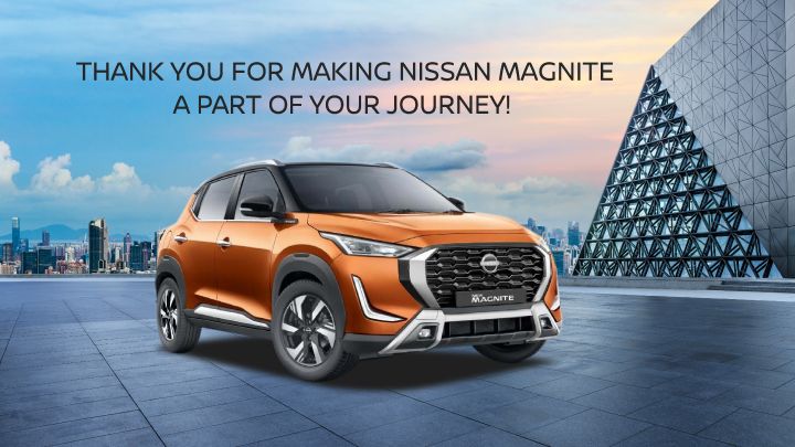 Nissan Magnite photo with the caption ‘Thank you for making Nissan Magnite a part of your journey!’