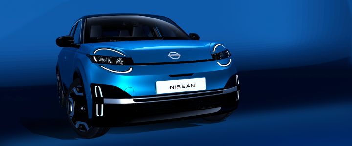 All New Nissan Micra design NDE image - low front view revealing signature headlamps, Nissan nameplate and micra badge
