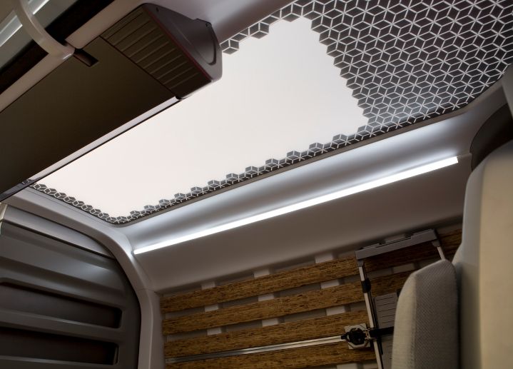 the inside top view of the sunroof of a NV2500