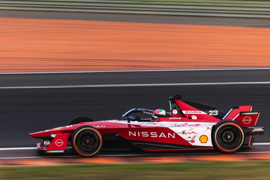 Side view of the Nissan Formula E race car