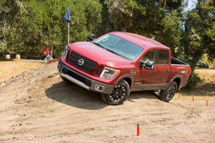 A Nissan TITAN driving over uneven terrain
