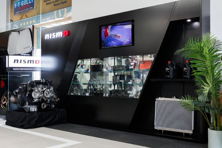 A cabinet of NISMO Components within the NISMO performance Centre Melbourne