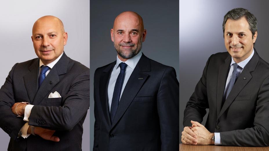 Collage von drei Porträtfotos von Massimiliano Messina, Guillaume Cartier und Victorino Esnaola