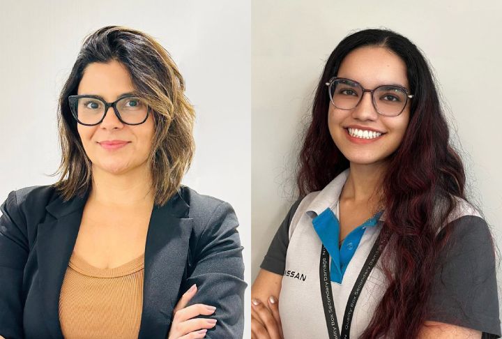 Da esquerda para direita, Sylvia Ferreira, gerente de Desenvolvimento de Produto e Letícia Alexandre, estagiária na Engenharia de Processos.