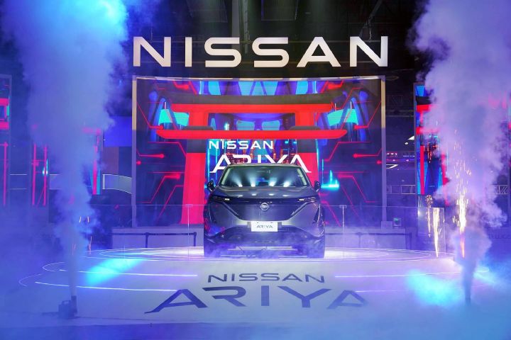A photo of Nissan Ariya on the stage
