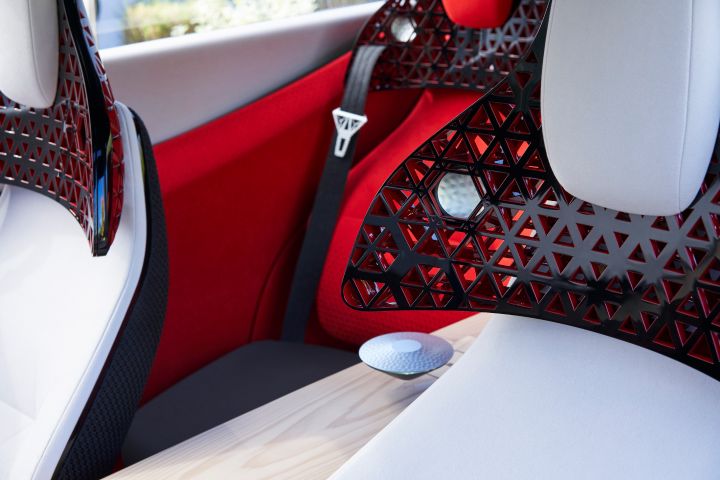 The interior seat of a Nissan Xmotion concept car.