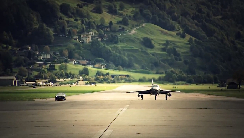 Nissan GT‑R racing Jet on airstrip