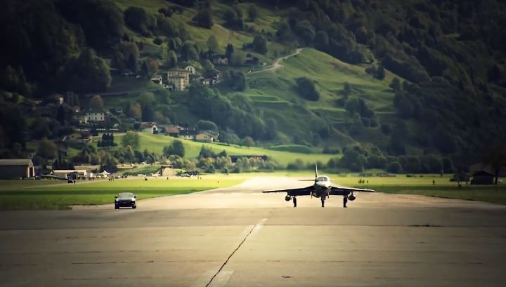 Nissan GT‑R racing Jet on airstrip