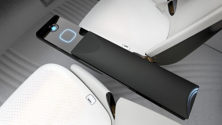 A render of the center console in the Nissan IMx Concept