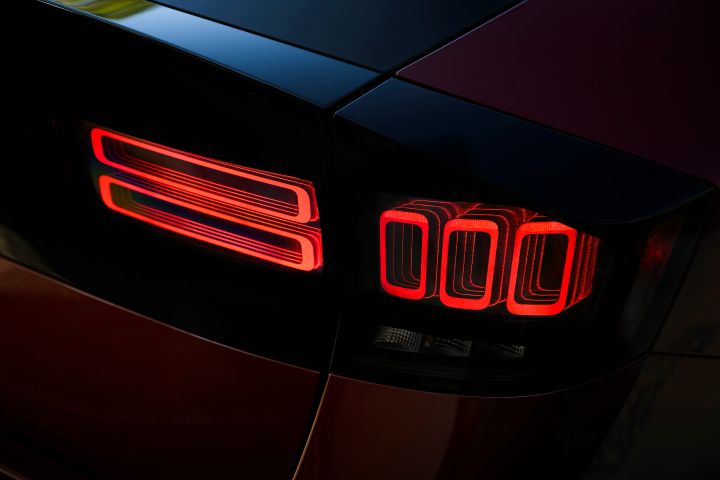 Close up of the taillights that are illuminated in the dark on the 2026 Nissan LEAF.