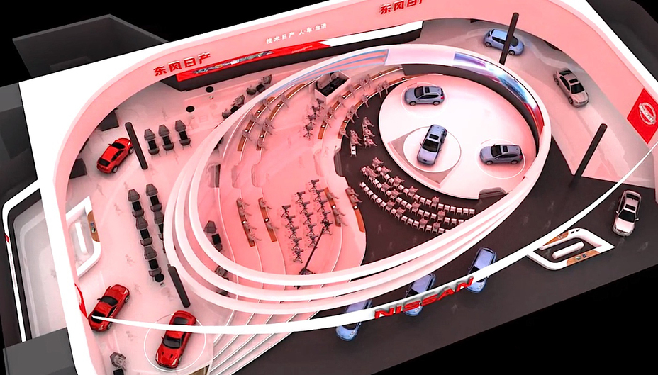 top view of the motor show booth design