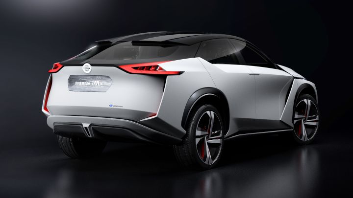 An angled view of the rear side profile of the Nissan IMx Concept