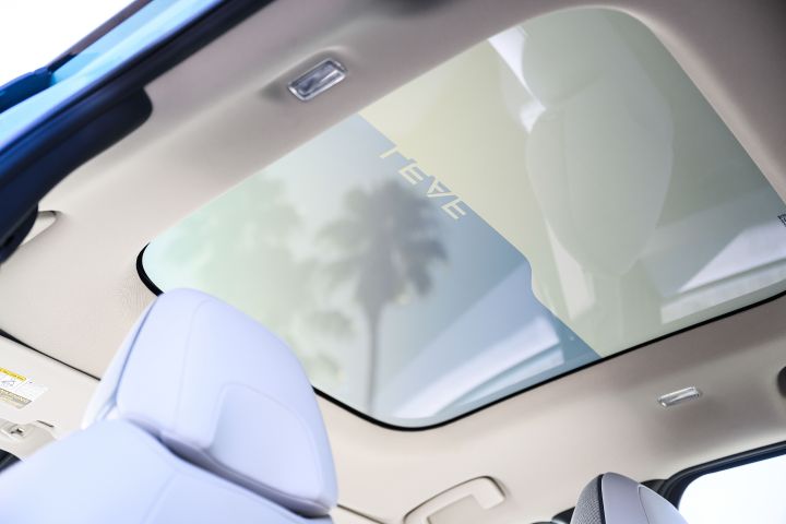View of the sunroof inside the 2026 Nissan LEAF.