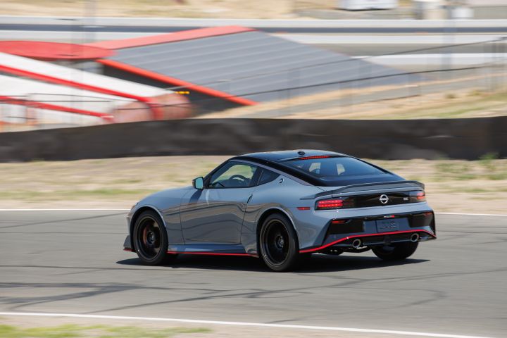 Nissan Z NISMO rear-left three-quarter view on racetrack