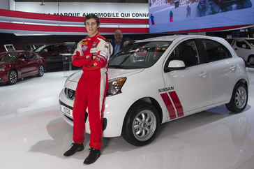 The 2016 Micra Cup Limited Edition is the perfect fusion between the Micra built for the street and the Micra Cup race car built for the track, and brings the dynamic look of an official spec series vehicle from the race track to public roads. Pictured: Olivier Bédard, the first-ever Micra Cup champion.
