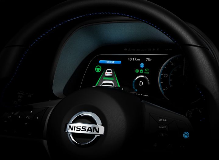 A close up of the gauge cluster in a Nissan vehicle