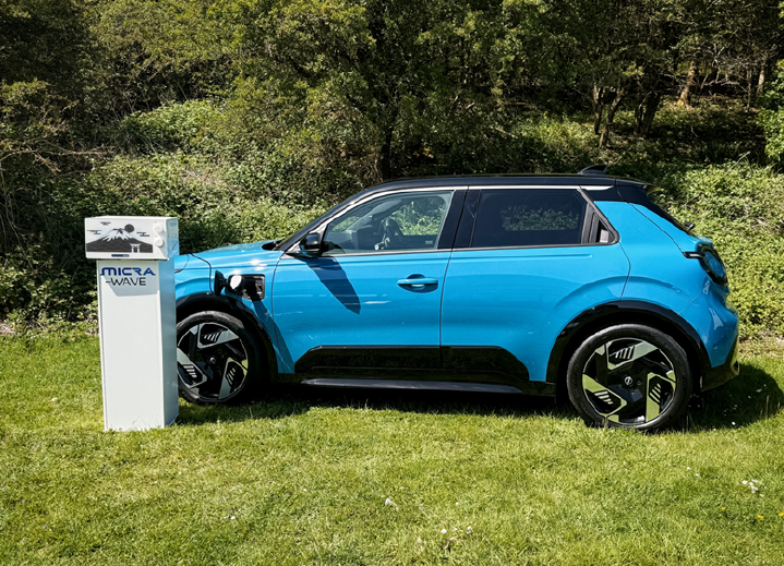 Nissan Micra powering a microwave via V2L through its charging port