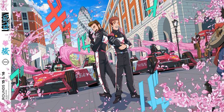 themed 3D poster designed by the renowned graphic artist and illustrator, Jalcalara (Juan Alcalá). Cars, Drivers and Blossom falling