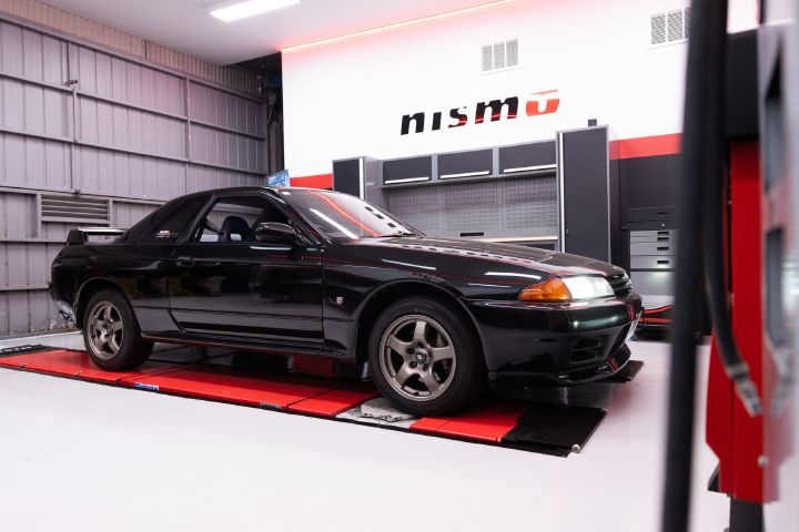 Nissan GT‑R side view inside NISMO Performance Centre