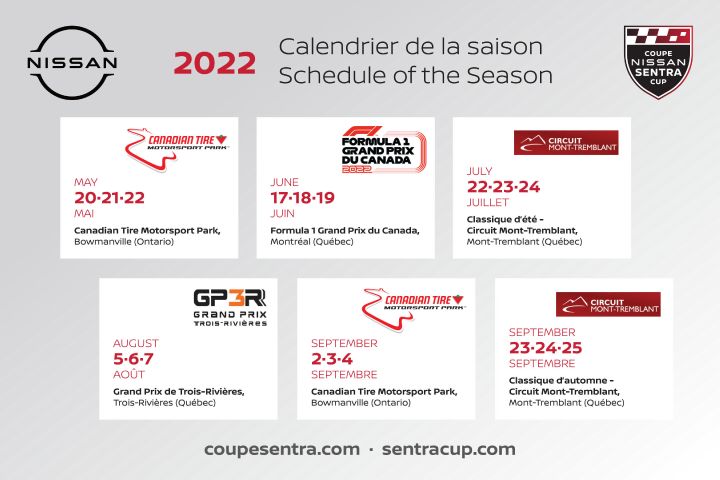 Inforgraphic showing the 2022 race schedule