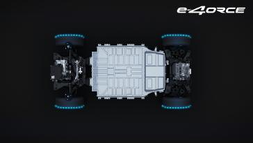 Concept art for an EV chassis with Nissan's e-4ORCE technology