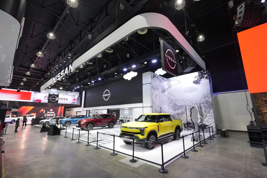 A wide angle shot of the Nissan booth