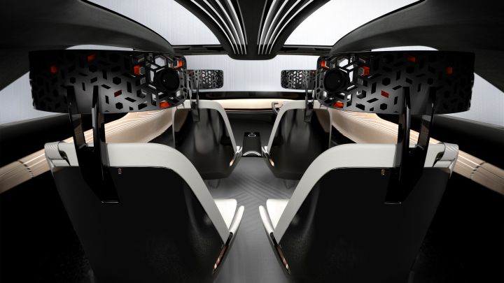A view from behind rear passenger seats in the Nissan IMx KURO concept