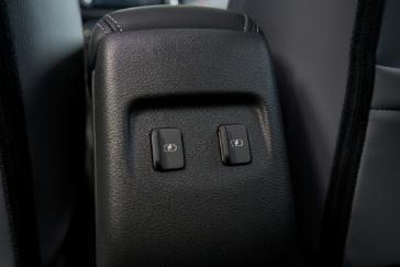 The rear passenger area charging ports in the 2021 Nissan Kicks