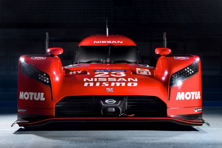 Nissan GT‑R LM NISMO facing forward with black background